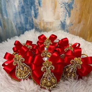 Christmas Red hearts ornaments velvet heart.Christmas decorations Christmas tree